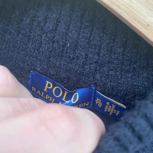 Polo by Ralph Lauren Black Cable Knit Wool Sweater XL Black - Picture 6 of 7